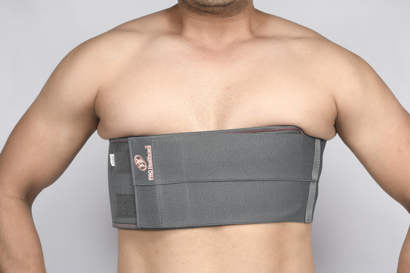 PRO Healthcare Rib Belt Elastic Chest Wrap Injury Binder Compression & for Men & Women Back / Lumbar Support(Grey)