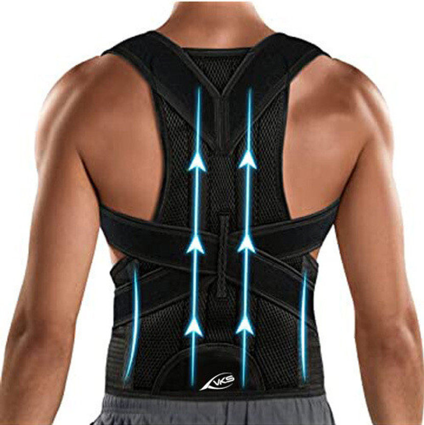 Ahs Products Long Dual Metallic Plate at Back Brace Shoulder Upright Support Trainer for Body Back / Lumbar Support