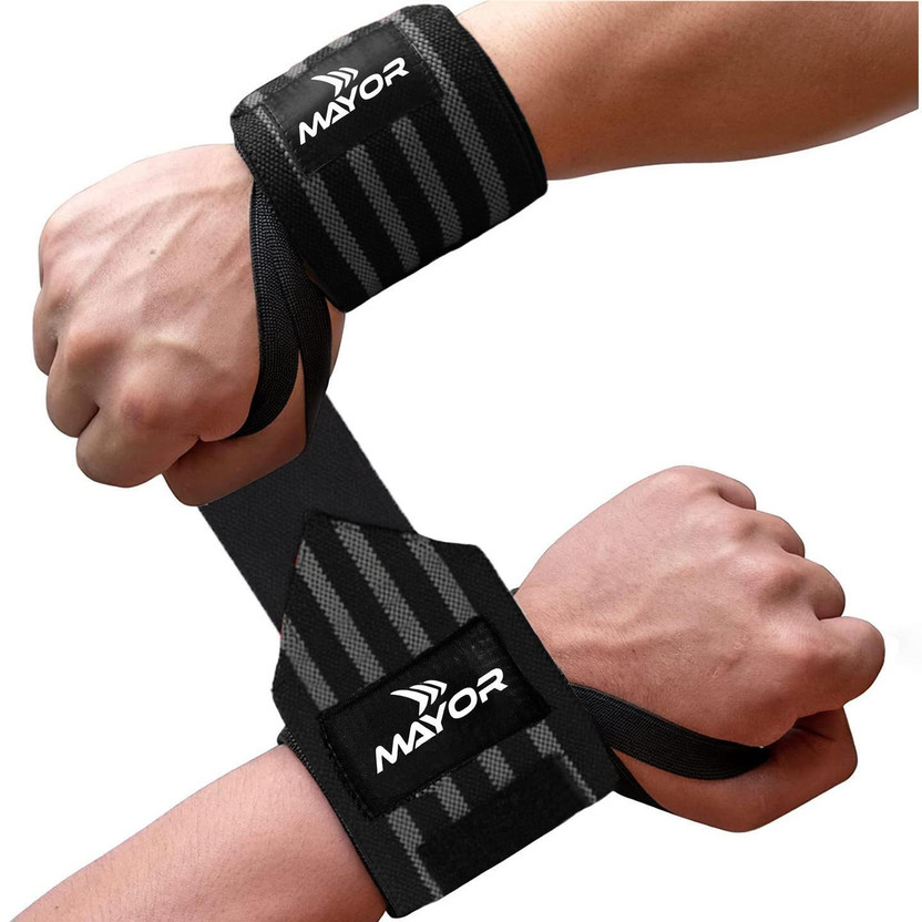 MAYOR Secure Wrap For Men Women Wrist Support Wrist Bands Gym & Fitness Gloves(Grey/Black)
