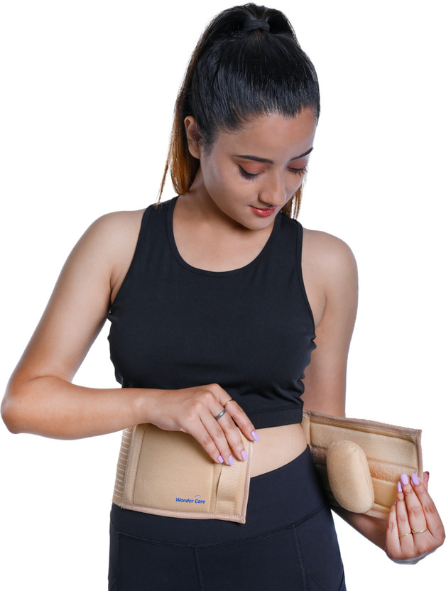 Wonder Care Umbilical Hernia Support Belt Belly Button Brace with Foam Pressure Pad Abdominal Belt(Beige)