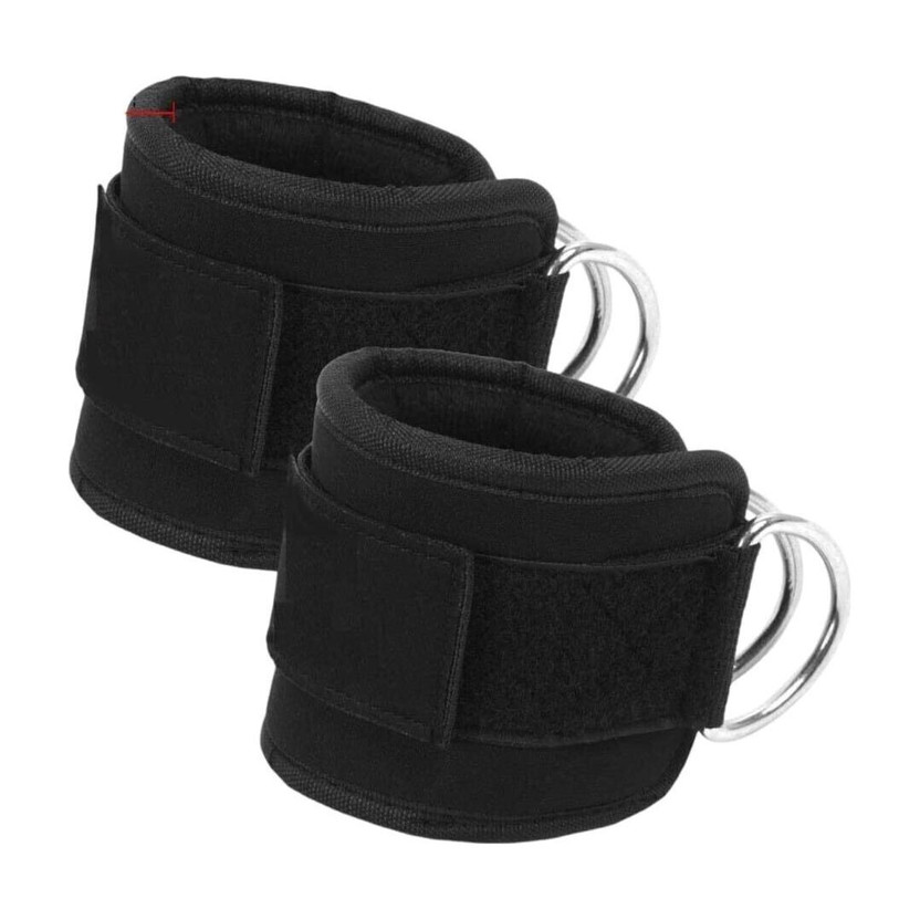 sachi sports Ankle Straps for Gym Cable Machines Attachment Workout With Heavy D-Ring Buckles Ankle Support(Black)