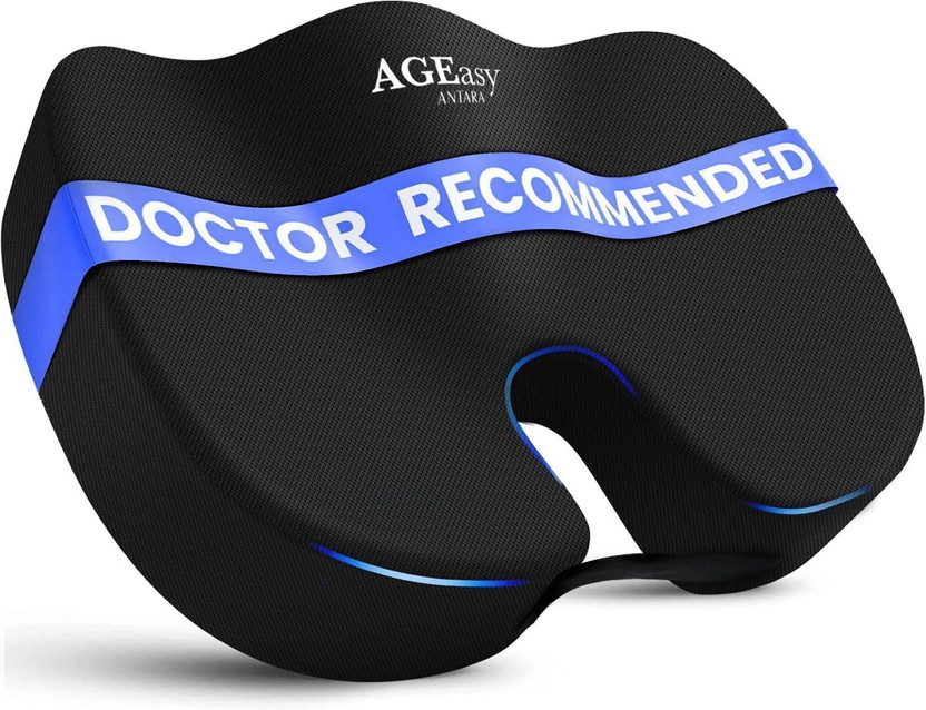 AGEasy Orthopedic Coccyx Seat Cushion -Tailbone & Sciatica Pain Relief with Memory Foam Back / Lumbar Support(Black)