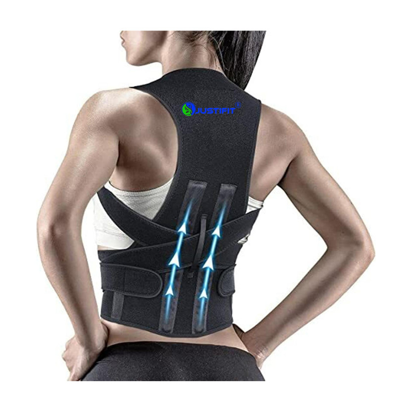 JUSTIFIT belt for men and women shoulder back support, back pain relief Posture Corrector(Black)