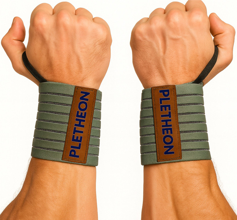 PLETHEON Wrist Wraps with Thumb Loop for Gym | Compression Support for Weightlifting Wrist Support(Green)