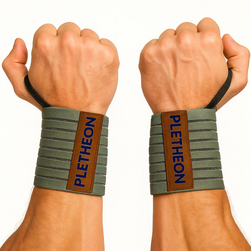 PLETHEON Wrist Wraps with Thumb Loop for Gym | Compression Support for Weightlifting Wrist Support(Green)