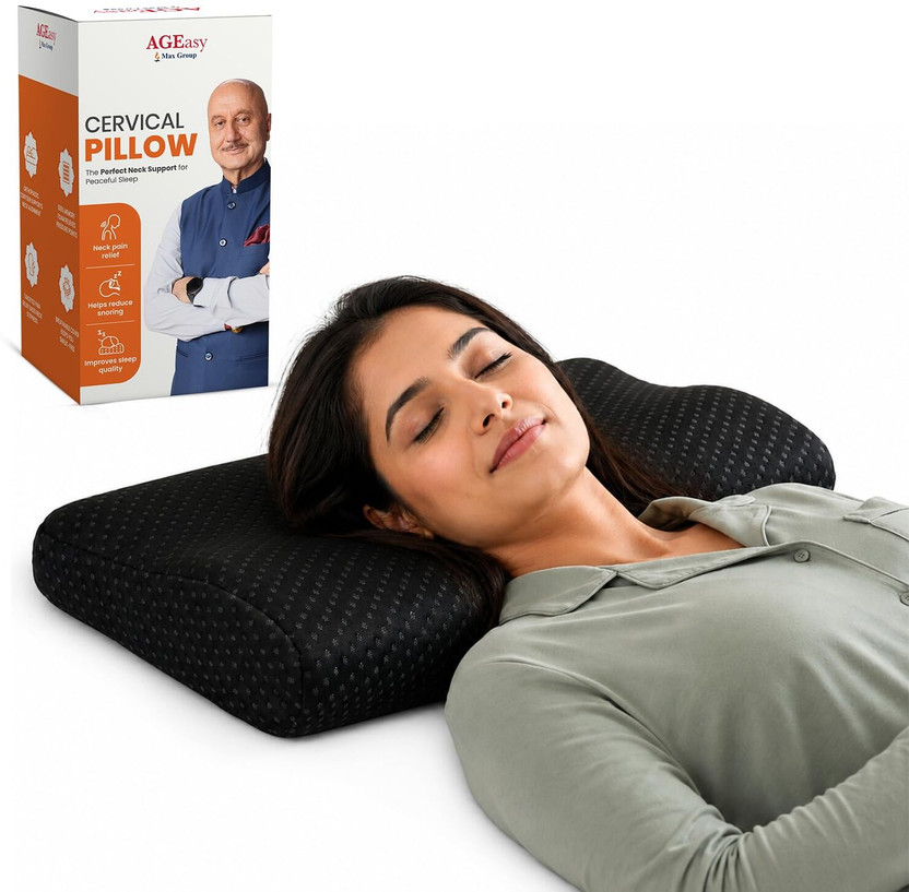 AGEasy (Max Group) Memory Foam Cervical Pillow, Orthopedic Neck Support Cervical Pillow(Grey)