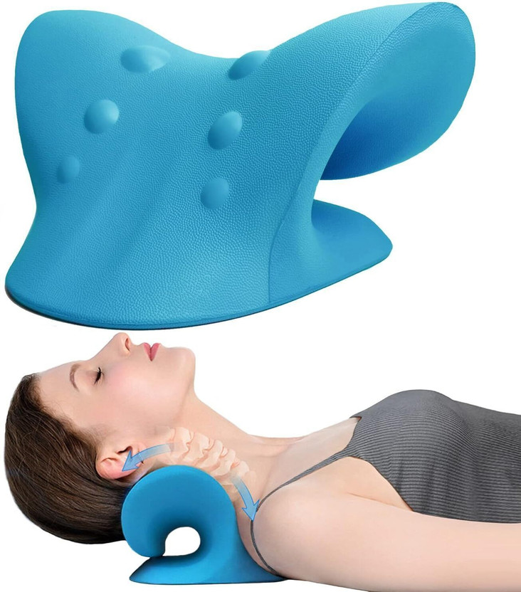 Fitolym Cervical Neck Traction Device Pillow for Pain Relief, Muscle Relax Neck Support(Blue)