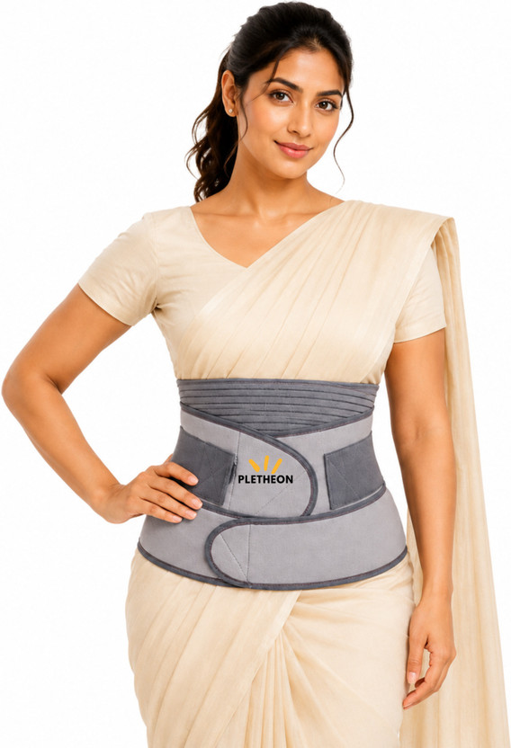 PLETHEON Postpartum Waist Trainer Recovery Support Belt Post Maternity Belt for Pregnancy Abdominal Belt(Grey)