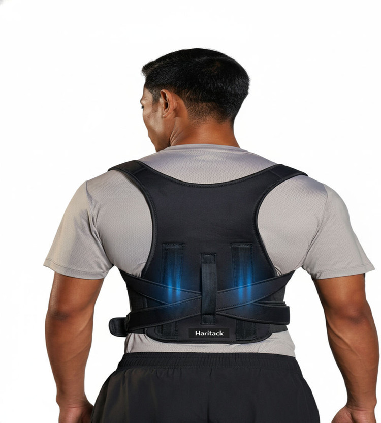 HARITACK Orthopedic Full Back Posture Corrector Belt Spinal Support Men Women Pain Relief Posture Corrector(Black)