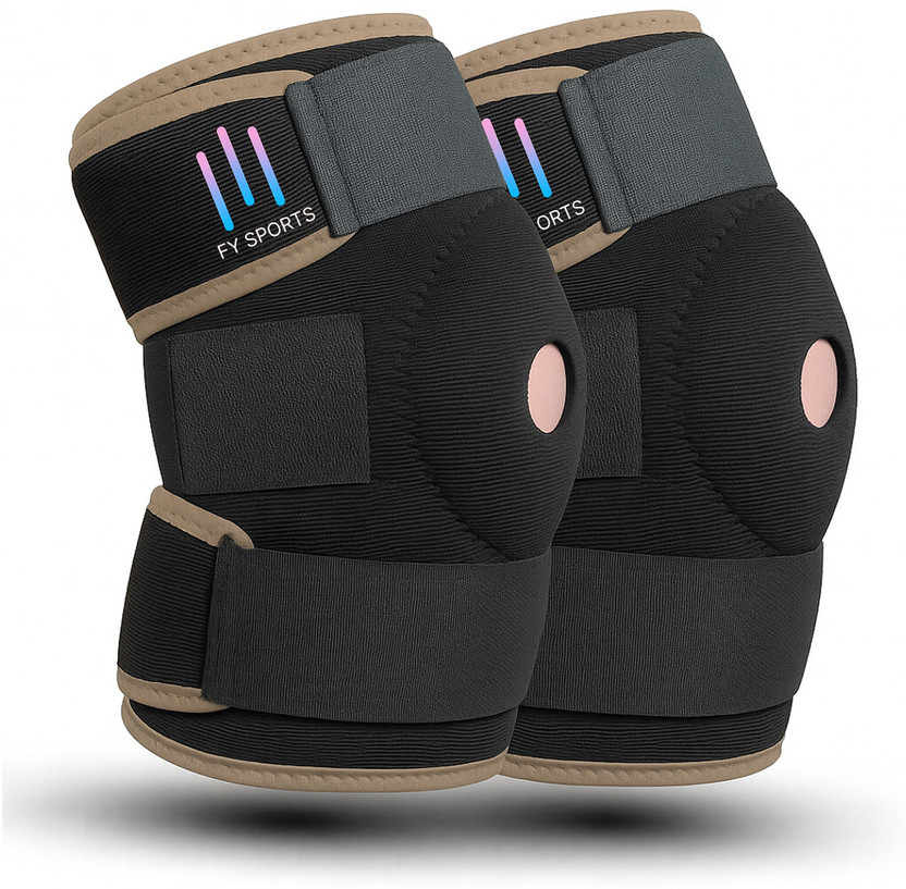 FY Sports Adjustable Knee Cap Support Brace Sports Gym Running Arthritis Joint Pain Relief Knee Support(Beige)