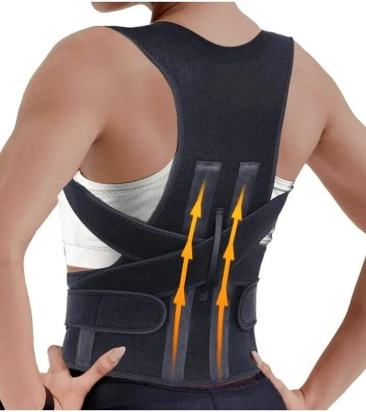 Ahs Products Posture Corrector Belt for Men & Women Full Back Support Belt Straight Back Posture Corrector(Black)