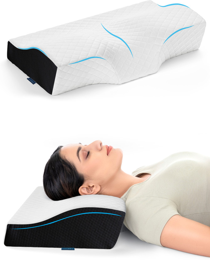 FOVERA Cervical Pillow for Neck Pain | Orthopedic Memory Foam Contour Sleeping Pillow, Cervical Pillow(White, Black)