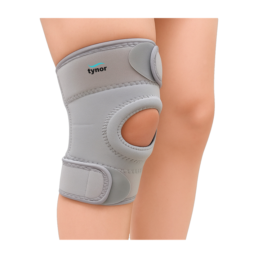 TYNOR Knee Support Sportif (Neo), Grey, Large, 1 Unit Knee Support(Black)