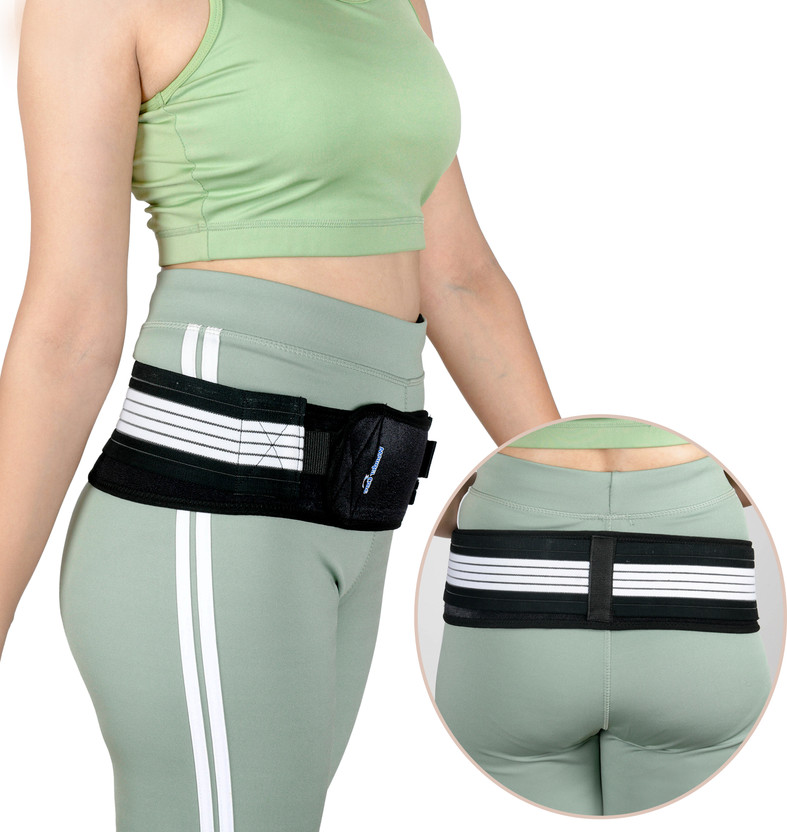 Wonder Care Umbilical Hernia Support Belt Belly Button Brace with Foam Pressure Pad Abdominal Belt(Black)