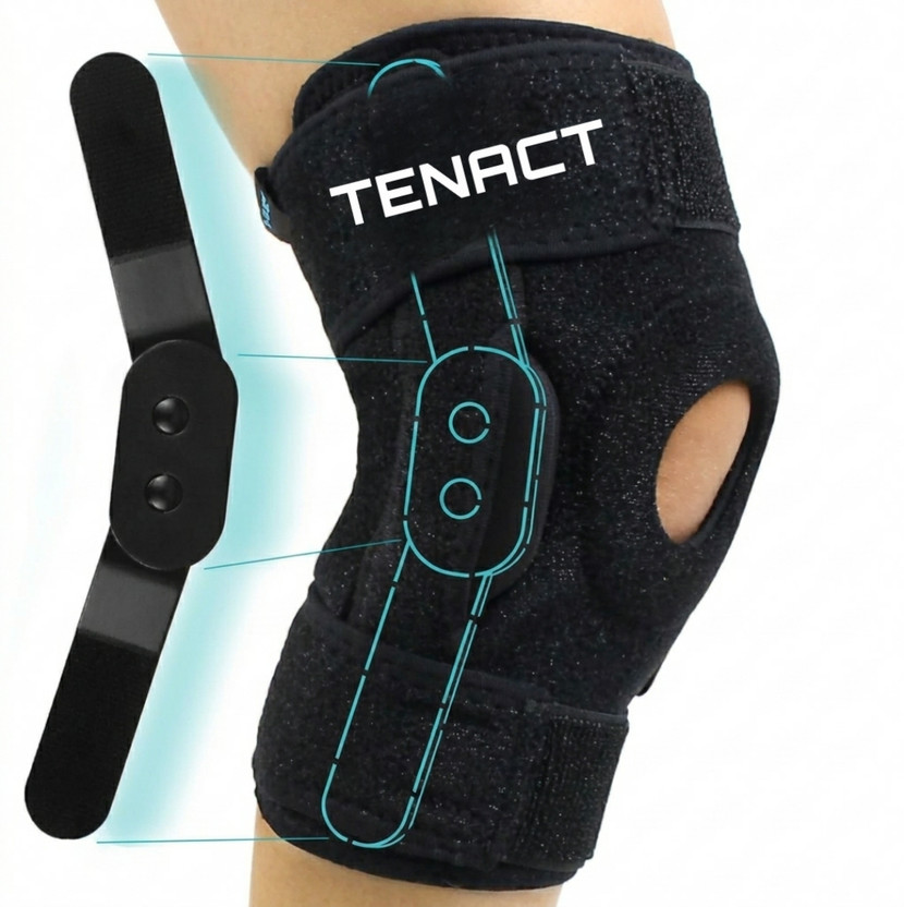 TENACT Hinged Knee Brace for Maximum Joint Support, Arthritis Relief, & Injury Recovery Knee Support(Black)