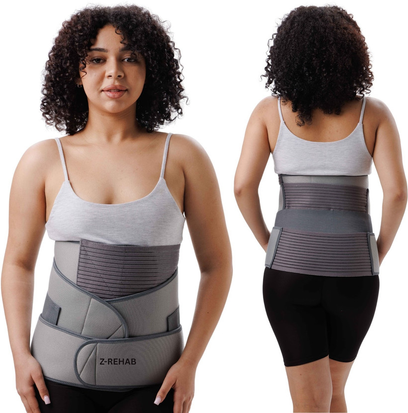 Z-REHAB Adjustable Abdominal Support Belt | Soft, Breathable | Post-Surgery & Postpartum Abdominal Belt(Grey)