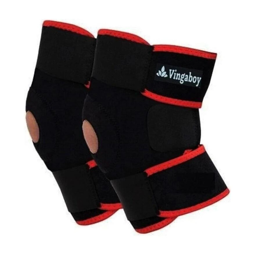 Vingaboy Magnetic Therapy Knee Hot Belt Self Heating Knee pad Knee Support Belt.(1 PAIR) Knee Support(Black)