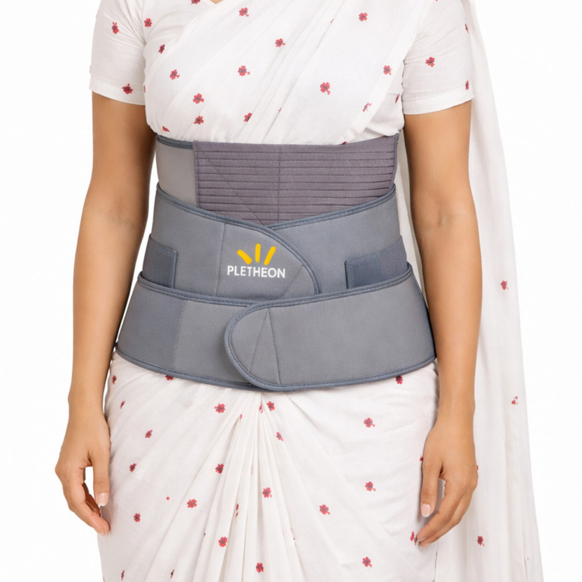 PLETHEON Postpartum Waist Trainer Recovery Support Belt Post Maternity Belt for Pregnancy Abdominal Belt(Grey)