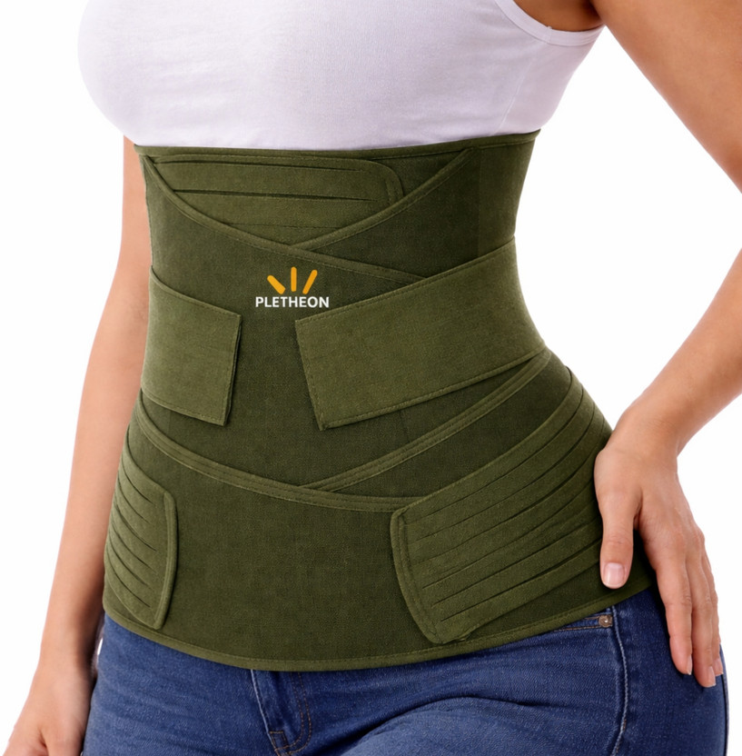 PLETHEON Post Pregnancy Belly Belt – 3 in 1 Support for Tummy, Waist & Pelvic Recovery Abdominal Belt(Green)