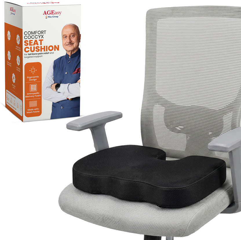 AGEasy (Max Group) Orthopedic Coccyx Seat Cushion, Tailbone Pain Relief Back / Lumbar Support(Black)