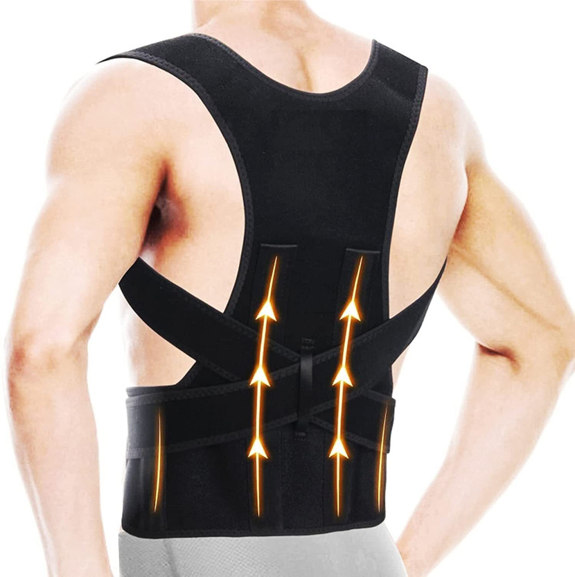 AFCYCARE Posture Corrector Belt for Lower & Upper Back Pain Relief with Dual PVC Plates Posture Corrector
