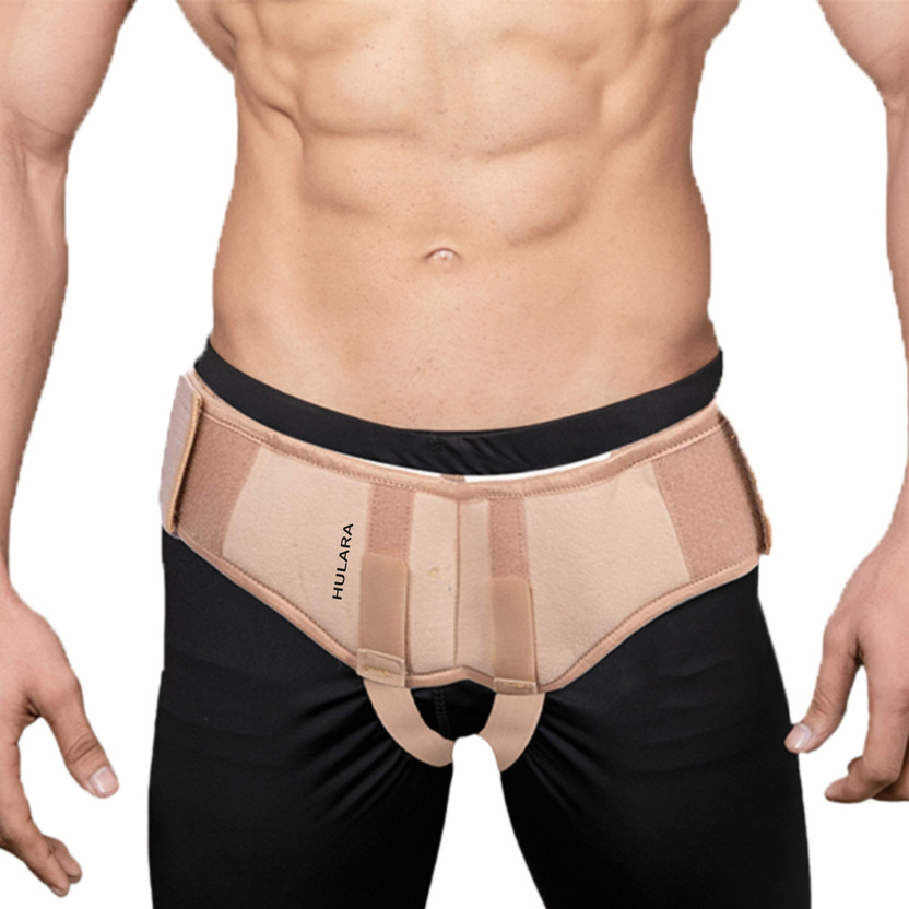 HULARA Hernia Belt for Men Post Surgery Hernia Pain Relief Truss Support Brace-S Back / Lumbar Support(Beige)