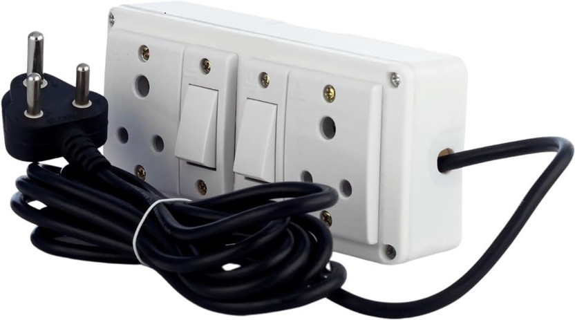 JELECTRICALS White Heavy Duty Extension Board With Copper Wire | 6AMP 3 PIN & Anchor Switch 2  Socket Extension Boards(White, 10 m)