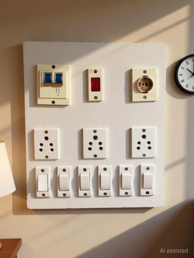 Shop Comfort Wooden Electric Switch Board ( 6 Switches,3 Sockets,1 Indicator,1 Bulb Holder & 1 MCB) 3  Socket Extension Boards(White, 0 m)