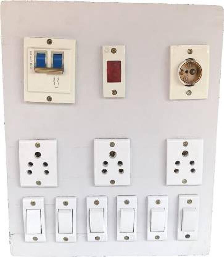 Shop Comfort Wooden Electric Switch Board ( 6 Switches,3 Sockets,1 Indicator,1 Bulb Holder & 1 MCB) 3  Socket Extension Boards(White, 0 m)