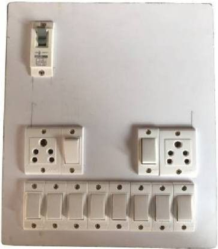 SAGEPL Heavy Duty Electric Switch Board 10 Switches,2 Sockets,1 MCP , Amp 2  Socket Extension Boards(White, 0 m)