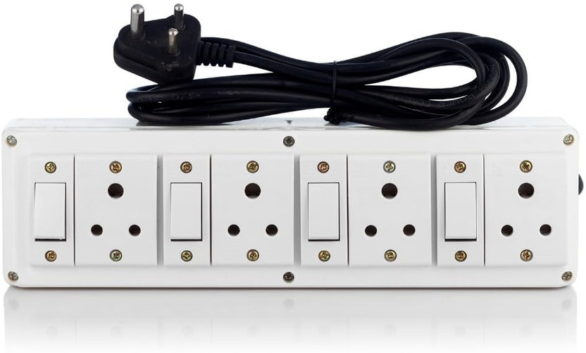 JELECTRICALS Premium White Extension Switch Board With 4 Socket and 4 Switch 4  Socket Extension Boards(White, 2 m)
