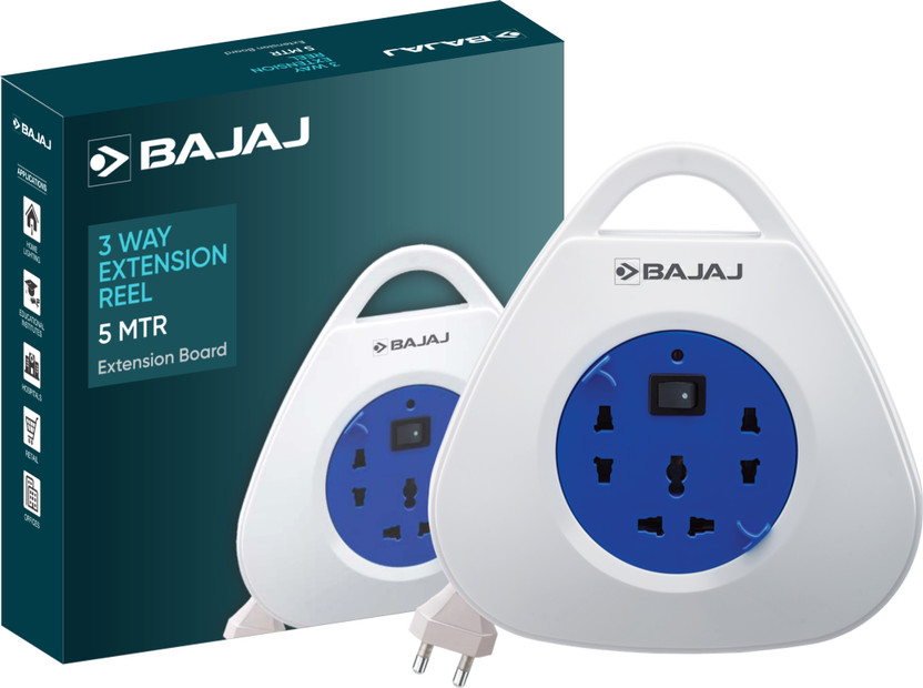 BAJAJ EXTENSION REEL - 5 MTR CABLE 3  Socket Extension Boards(White, 5 m)
