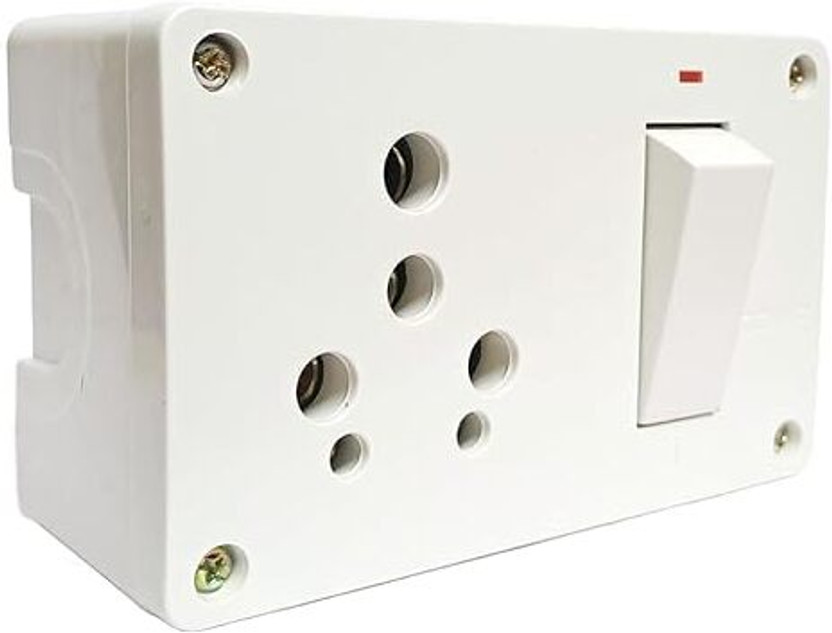 HexaGear 16 Amp Electric Switch Board Box Heavy Duty for AC Geyser Heater Fridge, 1  Socket Extension Boards(White, 0 m)