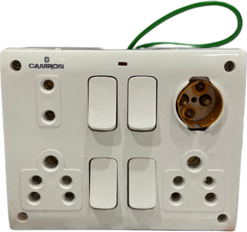 SS SS TRADER 8 Way Combined Box 4 Switch 1 Holder & 1 Indicator Fully Complete Connection 3  Socket Extension Boards(White, 0.15 m) - Flipkart Deal