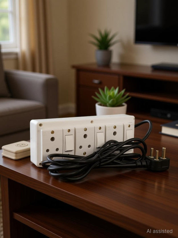 JELECTRICALS 3 Socket and 3 Switches Extension Cord 3  Socket Extension Boards(White, 5 m)