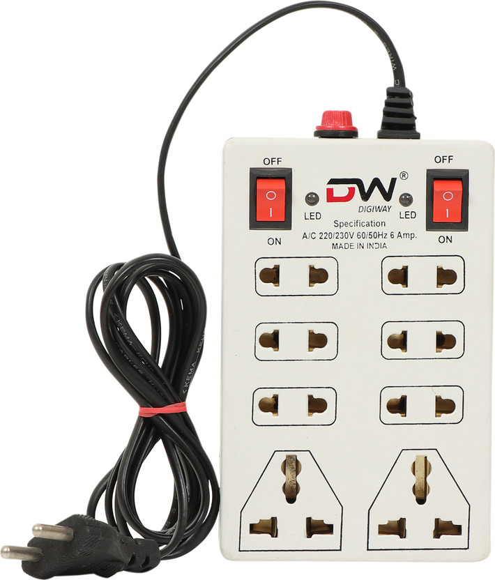 DIGWAY 8 SOCKET 2 SWITCHES EXTENSION CORD/ EXTENSION BOARD 8  Socket Extension Boards(Beige, 2 m)