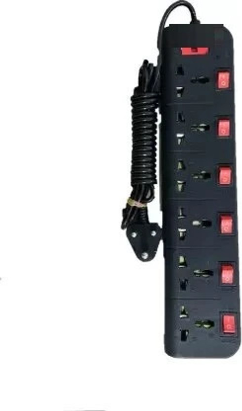 GLUCKLICH SB 06 BLACK ELECTRIC BOARD EXTENSION6 SOCKET 6  Socket Extension Boards(Black, 3 m)