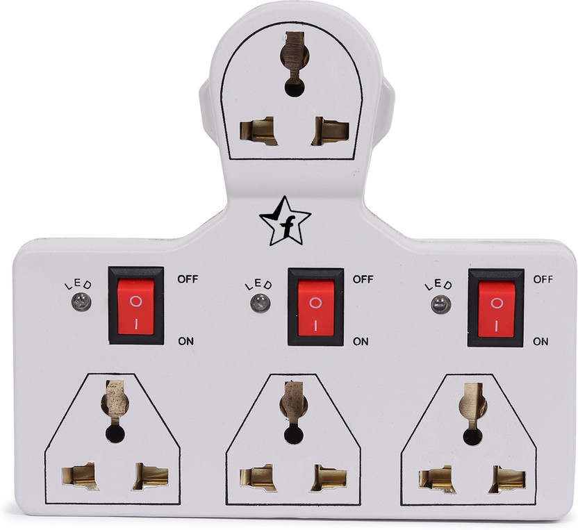 Flipkart SmartBuy 4 UNIVERSAL SOCKET 3 SWITCH MULTI PLUG EXTENSION BOARD 4  Socket Extension Boards(White, 0 m)