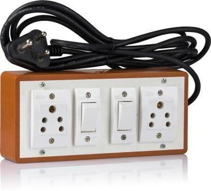 LURBA Extension 2 Switch 2  Socket Extension Boards(Multicolor, 2 m)