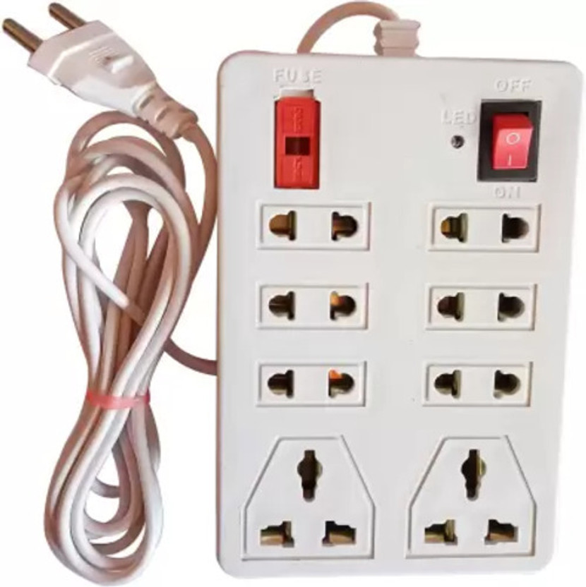 Mandal Collection C_549 6 Two Pin Socket + 2 Three Pin Socket 8 Socket Extension Board 8  Socket Extension Boards(White, 2.5 m)
