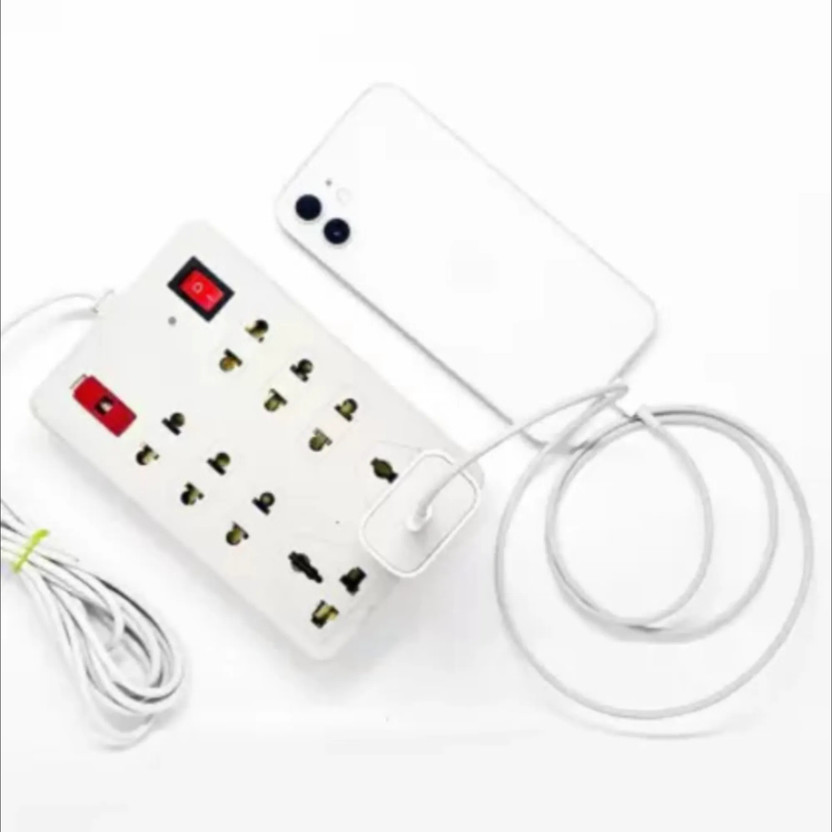 RAAMKM CB_15451_Extensionbox8 Socket 1 Switch With fuse 8 Socket Extension Boards 8  Socket Extension Boards(White, 2.5 m)