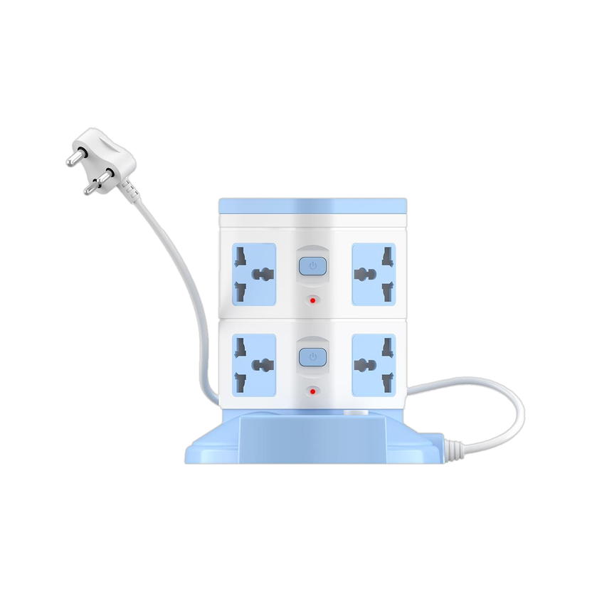 Portronics Power Plate 9 with 2500W, 3USB + 8  Socket Extension Boards(Blue, 2 m, With USB Port)