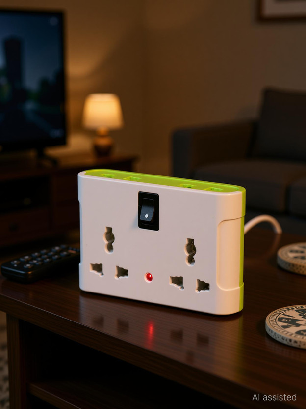 CARIBOU 4 Way Multi Plug, Master Switch With Led Indicator, 4 Universal Sockets 4  Socket Extension Boards(White, 2 m)