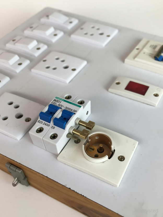 Engarc Eletecric Wooden Board ( 6 Switches,3 Sockets,1 Indicator,1 Bulb Holder & 1 MCB) 3  Socket Extension Boards(White, 0 m)
