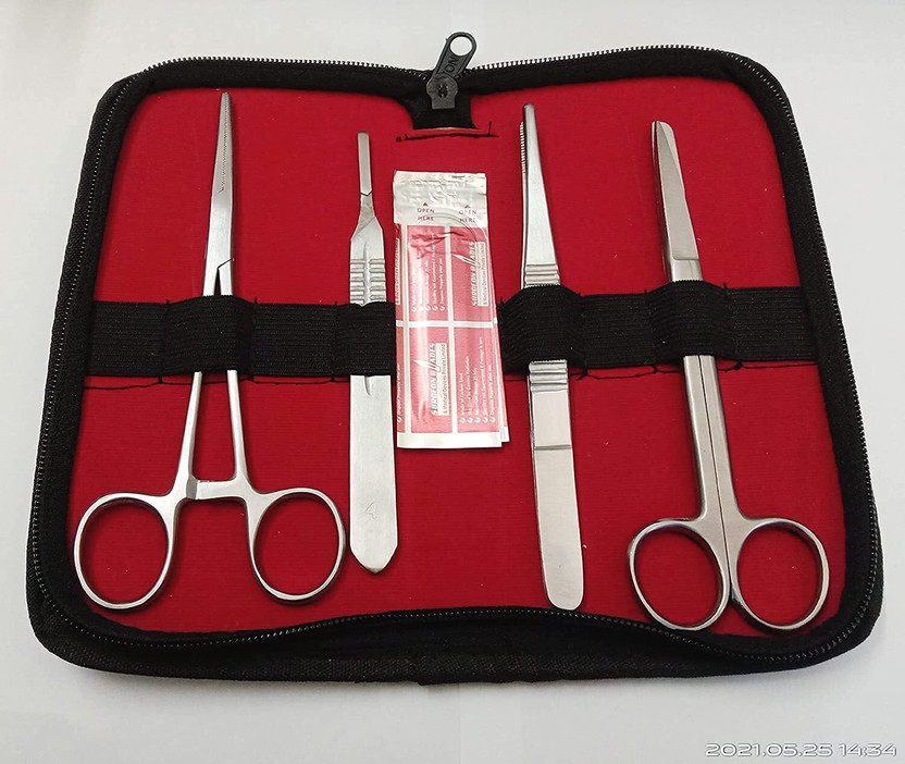 mediwave Dressing Dissection Surgical KIT Set of 4 Pcs in Pouch Dressing Forceps