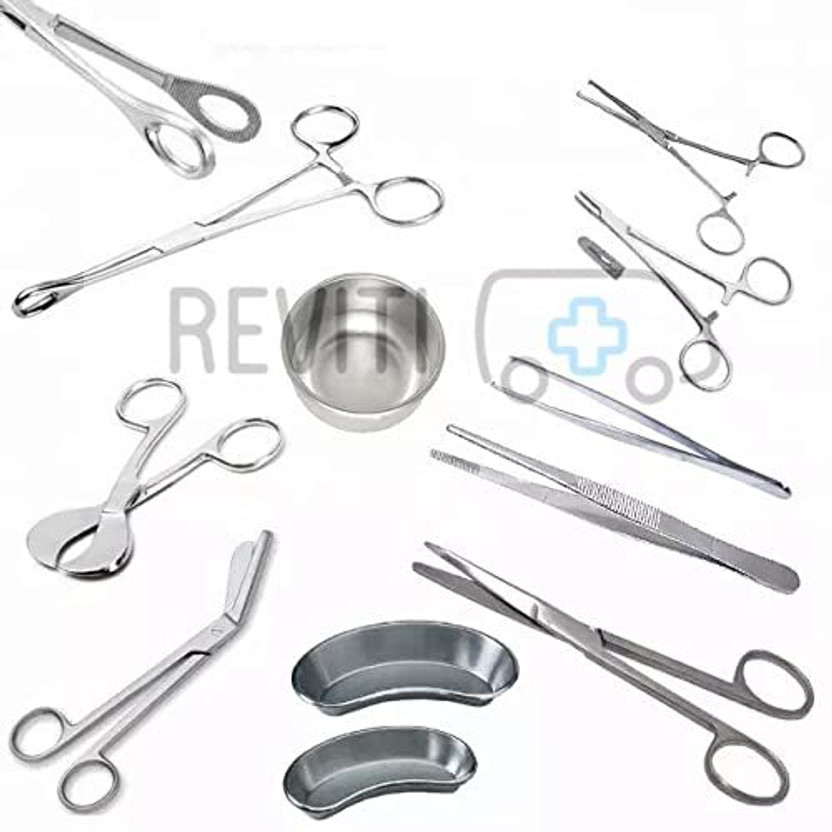 REVITI Basic Delivery Surgical Instrument Set of 9 for Medical & Hospital Use Obstetric Forceps