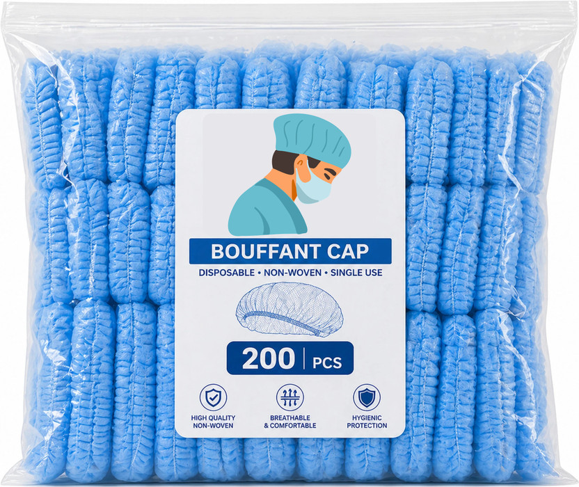 MasterShip 200 Pieces Stretchable Blue Bouffant For Restaurants, Food Shops, Hospitals Surgical Head Cap(Disposable)