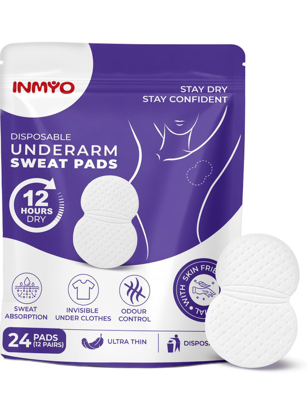 INMYO INMYO Underarm Sweat Pads for Men & Women | 24 Pads | Odor Control | Self-Adhesive Sweat Pads - Flipkart Deal