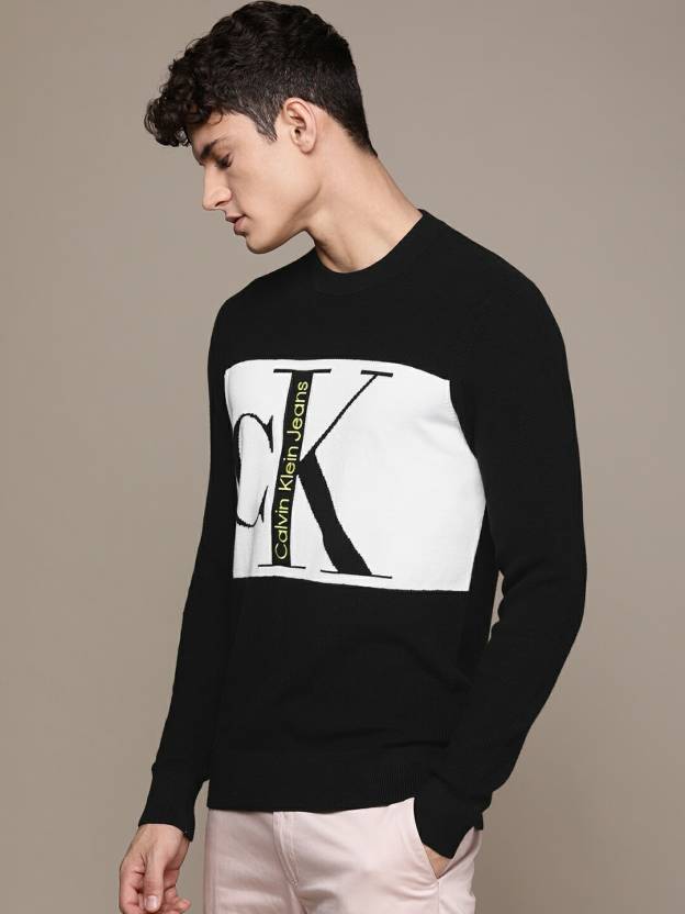 Calvin Klein Jeans Colorblock Crew Neck Casual Men Black Sweater - Buy Calvin  Klein Jeans Colorblock Crew Neck Casual Men Black Sweater Online at Best  Prices in India 