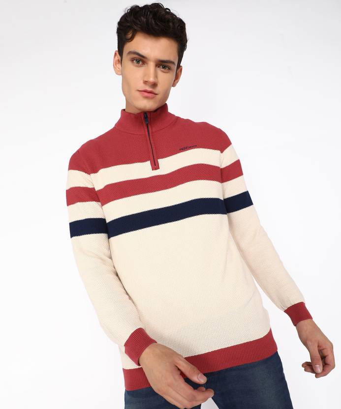 acento Típicamente Ashley Furman Pepe Jeans Striped High Neck Casual Men Red Sweater - Buy Pepe Jeans  Striped High Neck Casual Men Red Sweater Online at Best Prices in India |  Flipkart.com